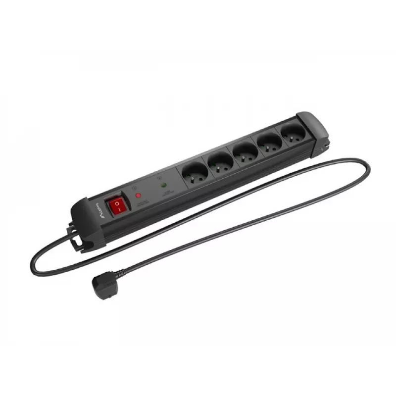 Lanberg SP1-05E-0300-BK apsauginis ilgintuvas su 5 lizdais ir 3 m laidu