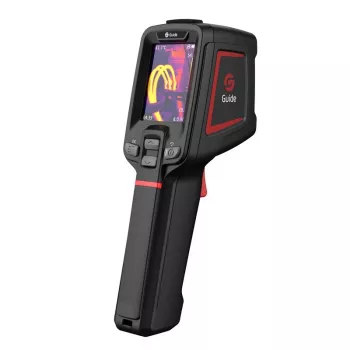 Termovizinis fotoaparatas Guide Sensmart E1+ — 120×90 px šiluminis jutiklis, 240×180 px maks., 2,4 colio LCD, Wi‑Fi, IP54, -20–550 °C