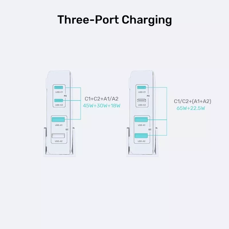 Unitek Desk Charger P1229ABK01-EU 100W stalinis įkroviklis su 2× USB-A ir 2× USB-C