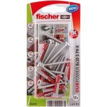 Fischer DuoPower 6 x 30 S PH K NV sieninis kaištis 30 mm 535479 1 komplektas (535479)