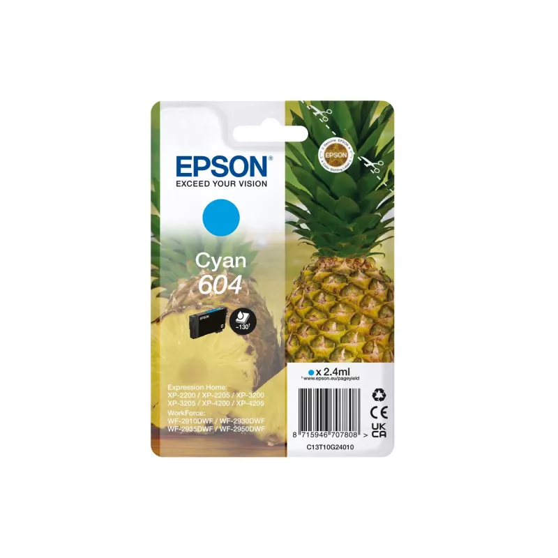 Epson 604 kasetė 1 vnt. Originali standartinė išeiga Cyan