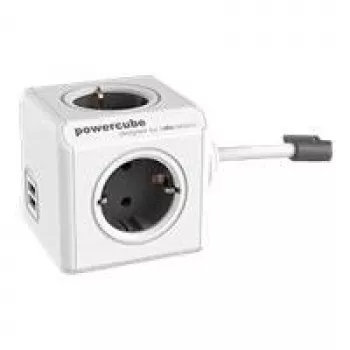 Prailginimo laidas Allocacoc PowerCube Extended USB 1407/DEEUPC 3m, 4 AC lizdai, 2 USB, pilkai balta