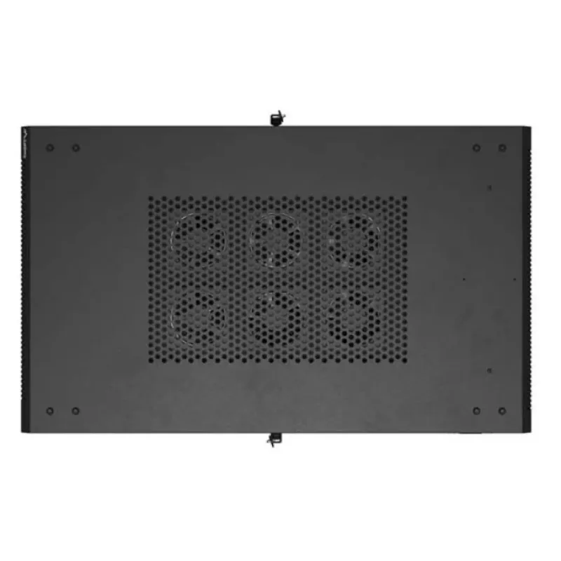 19 colių stelažinė spinta LANBERG 22U 600x1000 mm, juoda, stiklinės priekinės ir galinės durys