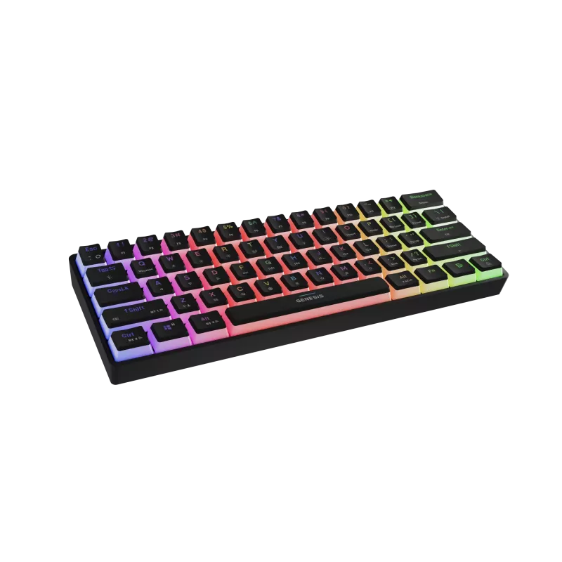 Žaidimų klaviatūra GENESIS THOR 660 G2 US juoda belaidė mechaninė RGB Gateron Brown