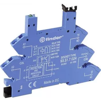 Finder 93.51.8.240 Relės lizdas, tinka serijoms 34, 34.51, 34.81 (I x P x A) 93.6 x 6.2 x 76 mm, 1 vnt.