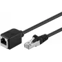 Wentronic Goobay CAT 5e prailginimo kabelis F/UTP, juodas, 1 m – variniai laidai, RJ11 kištukas (8P8C) RJ11 lizdas (8P8C) (91886)