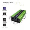 Qoltec Monolith įtampos keitiklis | Akumuliatoriaus įkroviklis | UPS | 2000 W | 4000 W | 12 V į 230 V | Grynas sinusas | LCD juodai žalias
