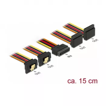 Vidinis maitinimo kabelis DeLOCK 60153 0,15 m 4 x SATA 15-pin