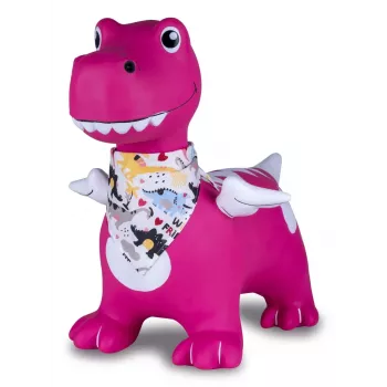 Pripučiamas šokinėjantis dinozauras Jamara HoppyDoo Dino su sparnais rožinis su pompa 466008