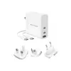 HYPER HJG140WW universalus baltas AC greitasis kroviklis, 140 W, GaN, 2x USB-C + 1x USB-A, patalpoms