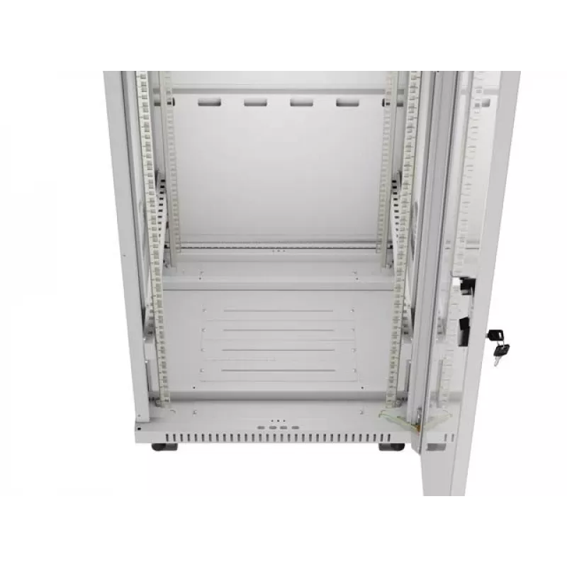 LANBERG 19 colių 32U stovimas serverio spintos stovas 600×600 mm pilkas su perforuotomis durelėmis ir LCD (Flat Pack)