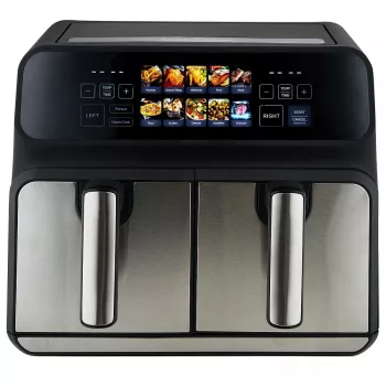 Karšto oro gruzdintuvė ProfiCook PC-FR 1287 H — dviguba 8 l, 2200 W, jutiklinis LED, juoda/nerūdijantis plienas