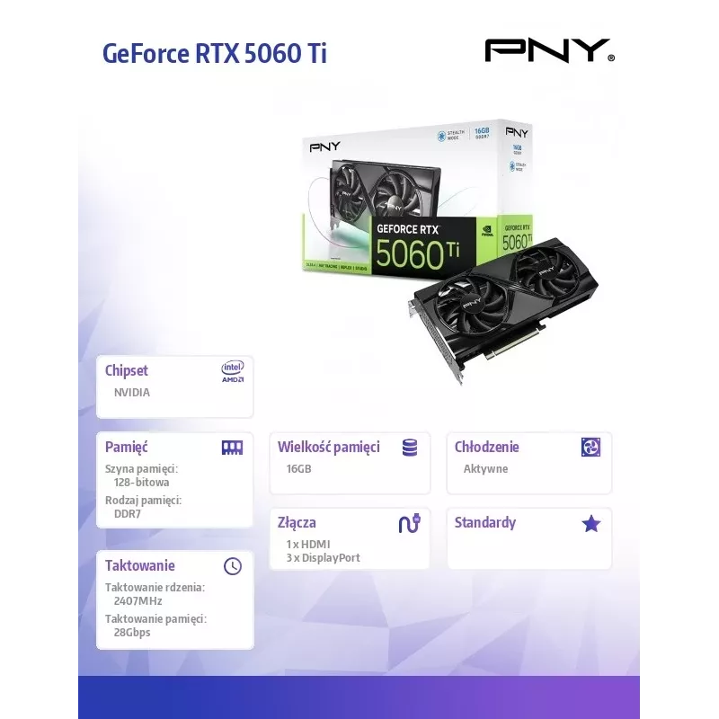 Vaizdo plokštė GeForce RTX 5060 Ti 16GB RGB VCG5060T16TFXXPB1-O