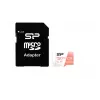 MicroSDXC atminties kortelė Silicon Power Superior 128GB UHS‑I Class 10 U3 V30, 100/80 MB/s, balta/persikinė