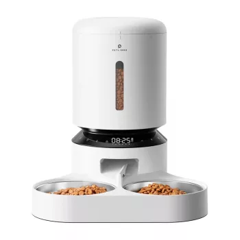 Automatinis ėdalo daviklis šunims ir katėms Aptel Granary su dvigubu dubeniu 5L, baltas