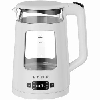 AENO elektrinis virdulys EK6: 1850-2200W, 2L, Strix, kvadratinis korpusas, permatomas dangtelis, tvirtas stiklas, LED apšvietimas, automatinis išsijungimas, apsauga nuo perdegimo