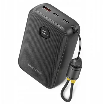 Nešiojamas įkroviklis Vention FKBB0-C 20000 mAh power bank, 1x USB-A + 2x USB-C, Juodas
