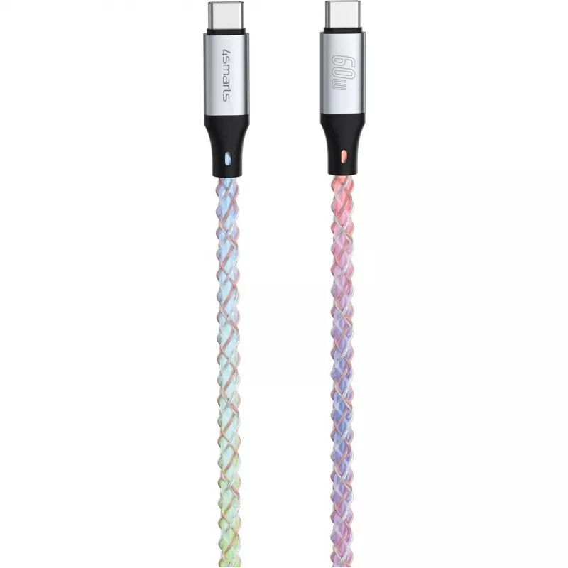 4smarts RGBCord 541440 USB-C–USB-C laidas, 60 W, 1,5 m, RGB