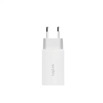 Dvigubas USB-C sieninis adapteris 65W, 2xUSB-C, baltas