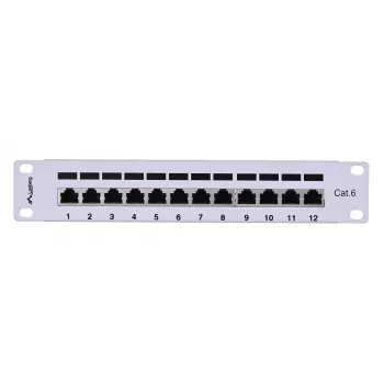 Patch panel LANBERG PPF6-9012-S, 12 prievadų, metalinis, pilkas, 1U, 215×130×44.5 mm
