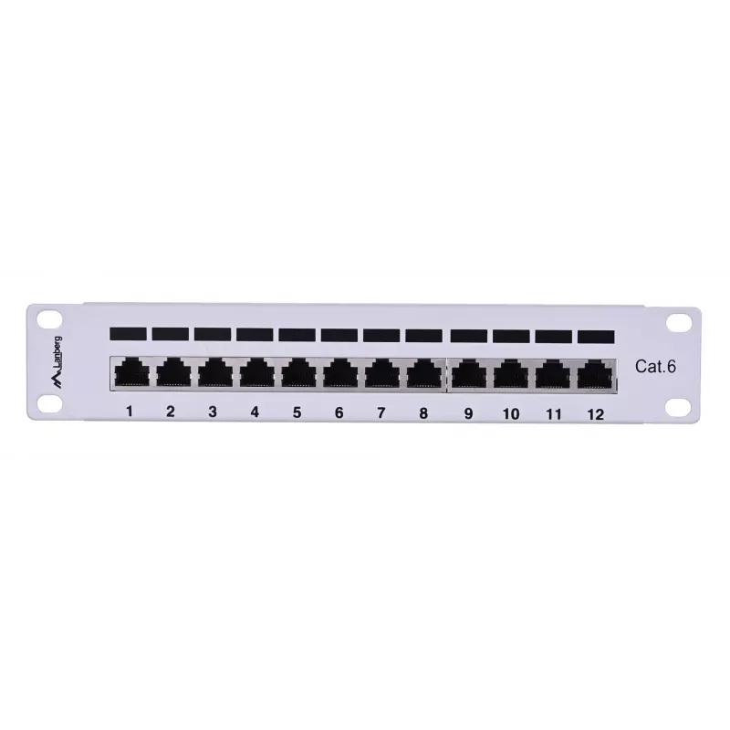 Patch panel LANBERG PPF6-9012-S, 12 prievadų, metalinis, pilkas, 1U, 215×130×44.5 mm
