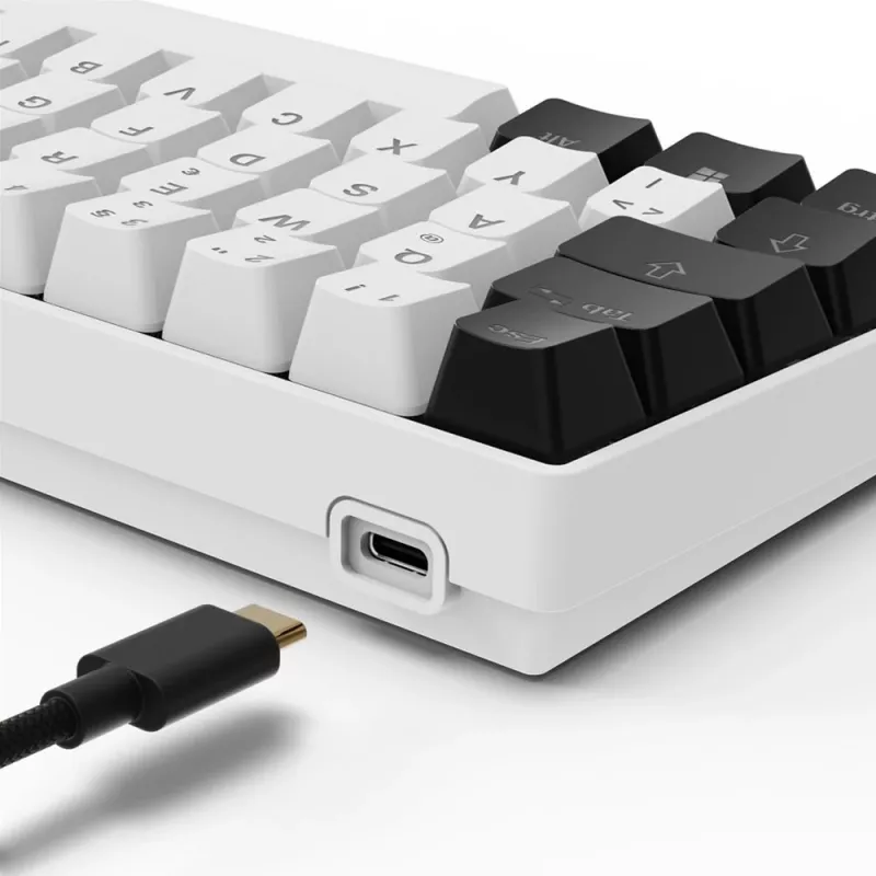 Klaviatūra Sharkoon SGK50 S4 60% balta RGB LED QWERTZ vokiškas išdėstymas USB