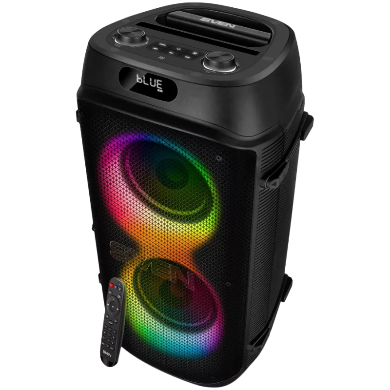 Nėšiojama kolonėlė SVEN PS-850 (100W, TWS, Bluetooth, FM, USB, microSD, LED ekranas, 8000mAh)