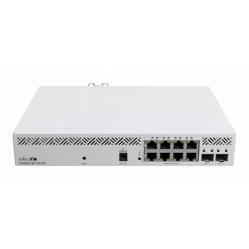 Valdomas jungiklis Mikrotik CSS610-8P-2S+IN 8 prievadų Gigabit Ethernet PoE