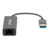 USB centras NATEC Cricket USB 3.2 Gen 1 Type-A su RJ-45 Ethernet 1000 Mbit/s, aliuminio korpusas, juoda
