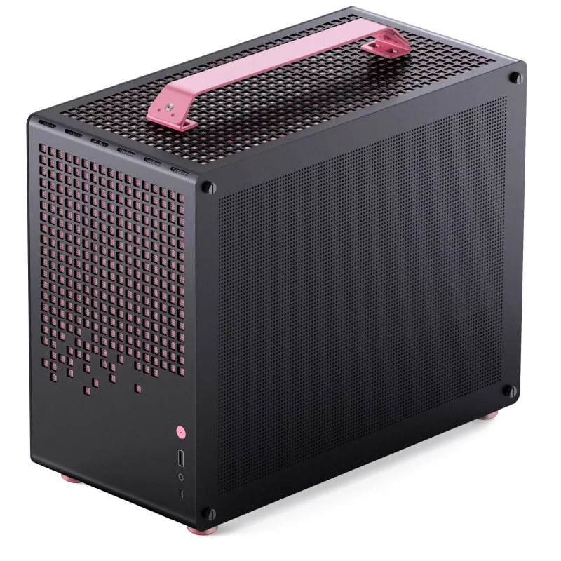 Jonsplus Z20 Black-Pink kompiuterio korpusas – Mini/Micro/Flex-ATX su nešimo rankena