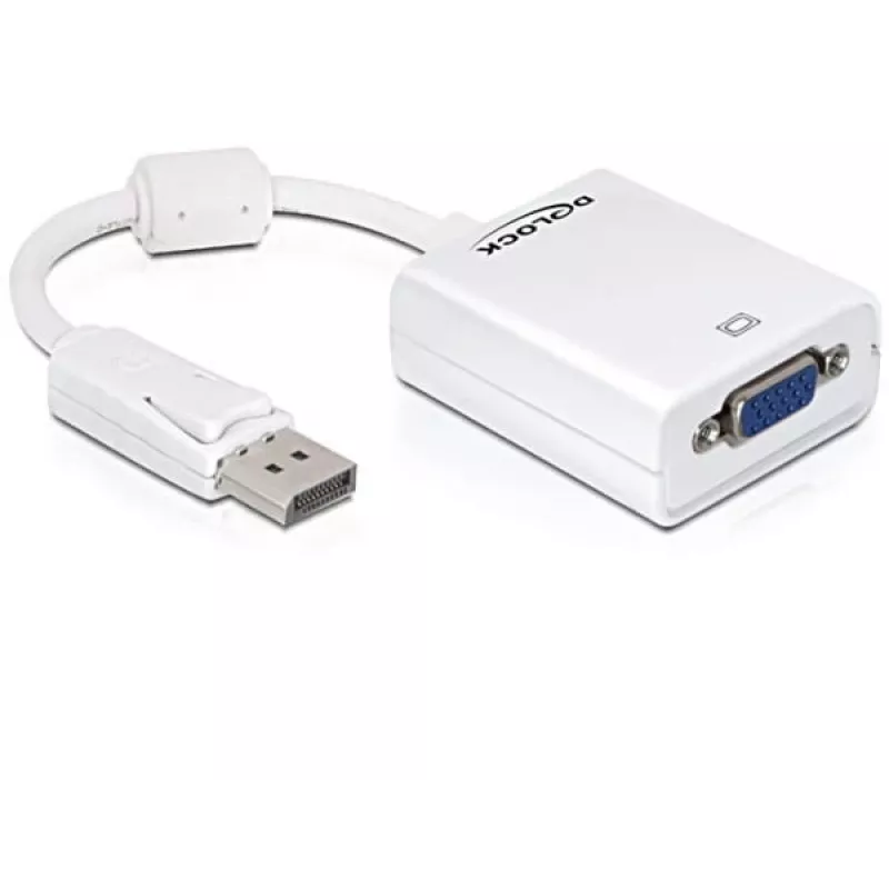 Vaizdo kabelio adapteris DeLOCK 61766 0,125 m VGA DisplayPort baltas