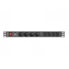 LANBERG PDU-04E04I-0200-BK maitinimo skirstytuvas 4× C13, 16 A, 220–250 V, 2 m laidas, 1U horizontalus, juodas