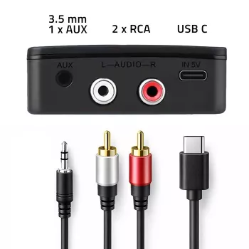 QOLTEC 56981 belaidis garso siųstuvas-imtuvas Bluetooth/AUX/RCA