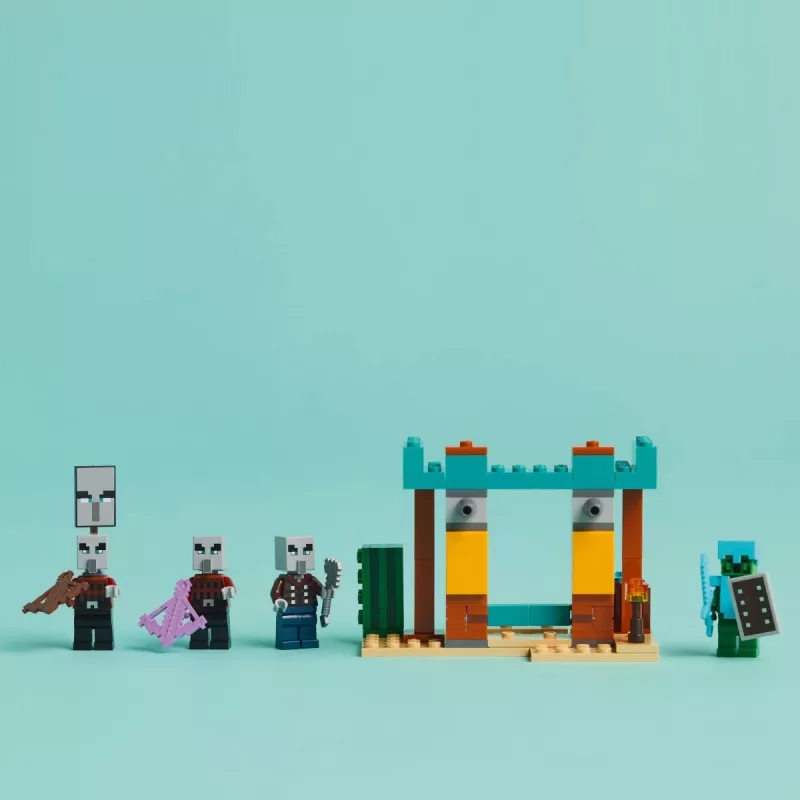 LEGO statybinis rinkinys „The Illager Desert Patrol“ 21267 – Minecraft žaidimų rinkinys, 105 detalės, 4 minifigūrėlės, 80×60×110 mm