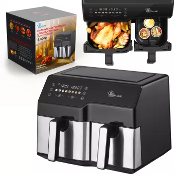 Extralink Home Air Fryer SJ-1000 10L EU (6L+4L) 2500W – oro gruzdintuvė