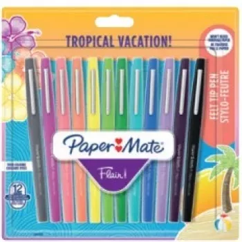 Flomasteriai Paper Mate Flair 1951029, smulkus/vidutinis, 12 spalvų