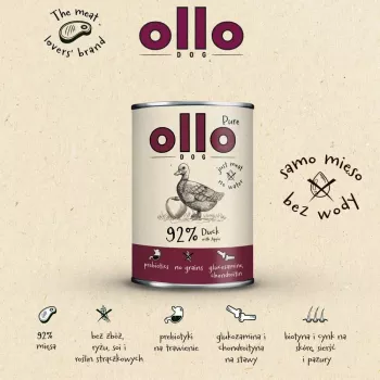 OLLO Pure šlapias ėdalas šunims su antiena ir obuoliu – 400 g