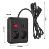 Maclean MCE387 B ilgintuvas su 2 kištukiniais lizdais ir 3 USB A prievadais, 1,5 m laidas, 2500 W