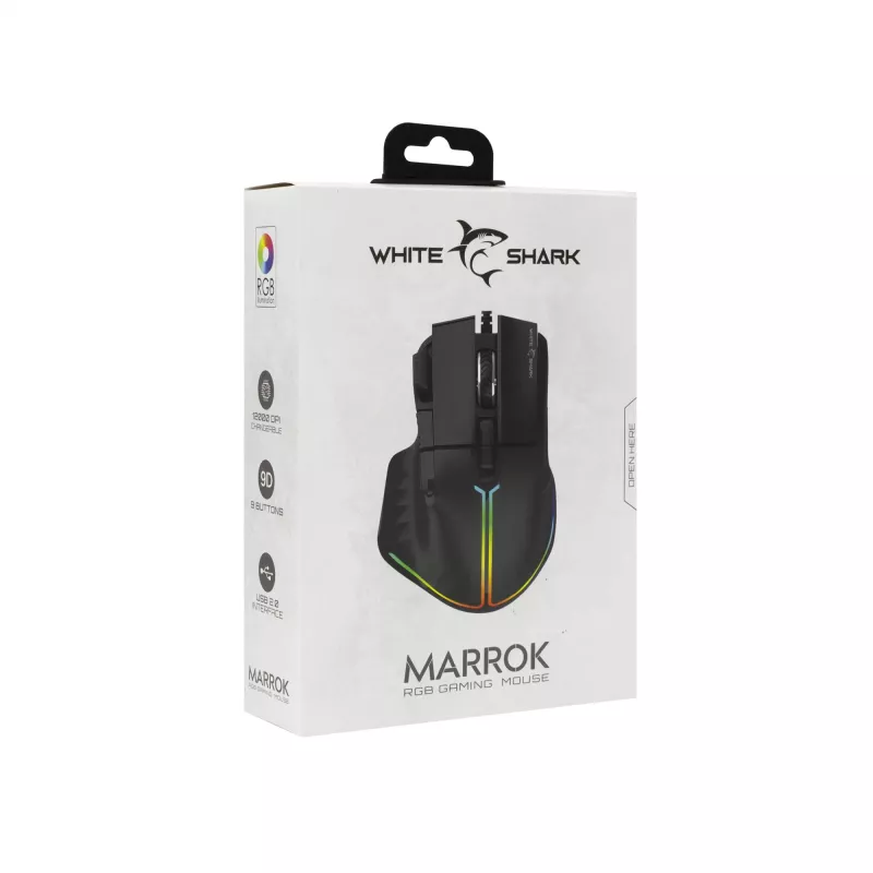 Pelė White Shark MARROK Juoda USB Type-A