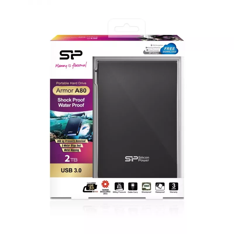Išorinis kietasis diskas Silicon Power 2TB USB 3.2 Armor A80