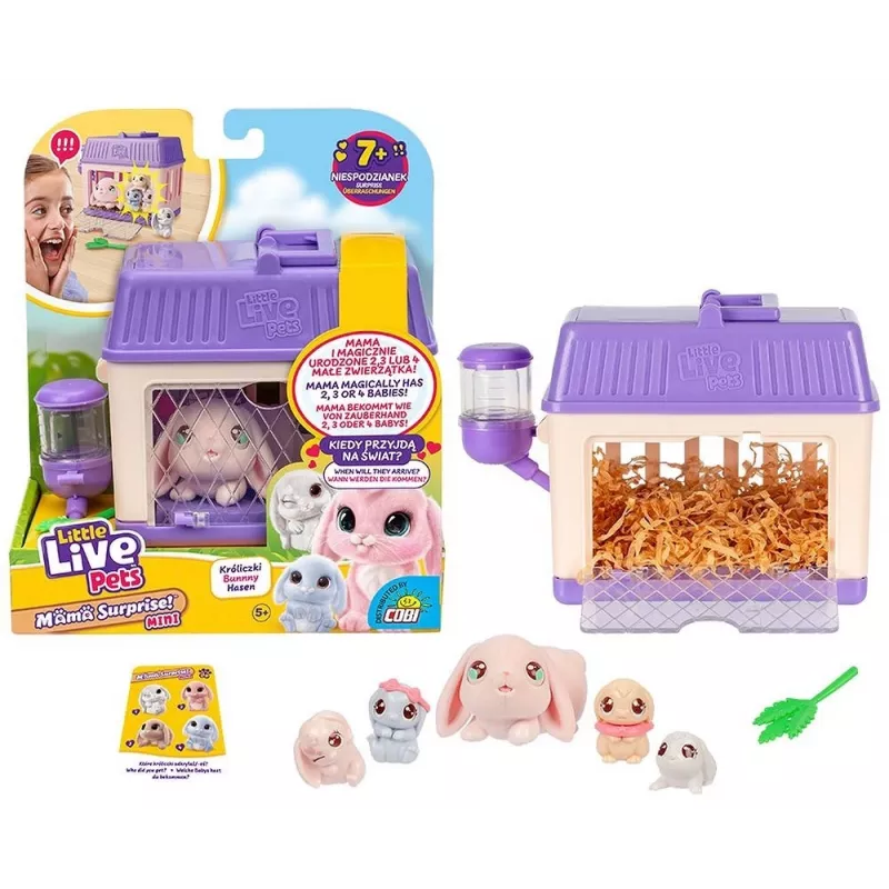 Interaktyvus žaislas Cobi Little Live Pets Mama Surprise Mini Bunny MO-26625, maža interaktyvi figūrėlė