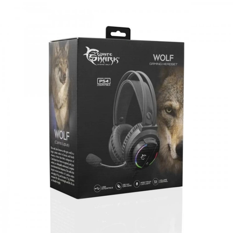 White Shark GH-2044 Wolf Black – laidinės ausinės žaidimams
