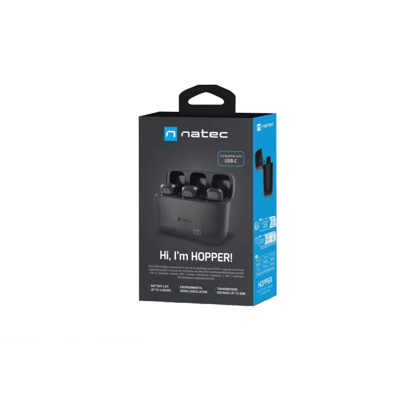 NATEC Hopper Black ausinis mikrofonas (Lavalier/Lapel)