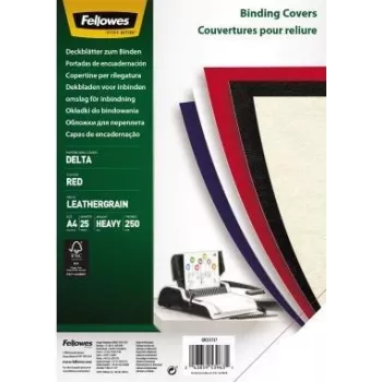 Fellowes – kartoninis viršelis įrišimui, A4 (210 x 297 mm), raudonas, 250 g/m², 25 vnt. (5373702)