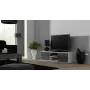 TV stovas cama meble SOHO 140 – 1400×430×370 mm, baltas viršus, medžio drožlių plokštė, baltas rėmas, balta/pilka blizgūs fasadai