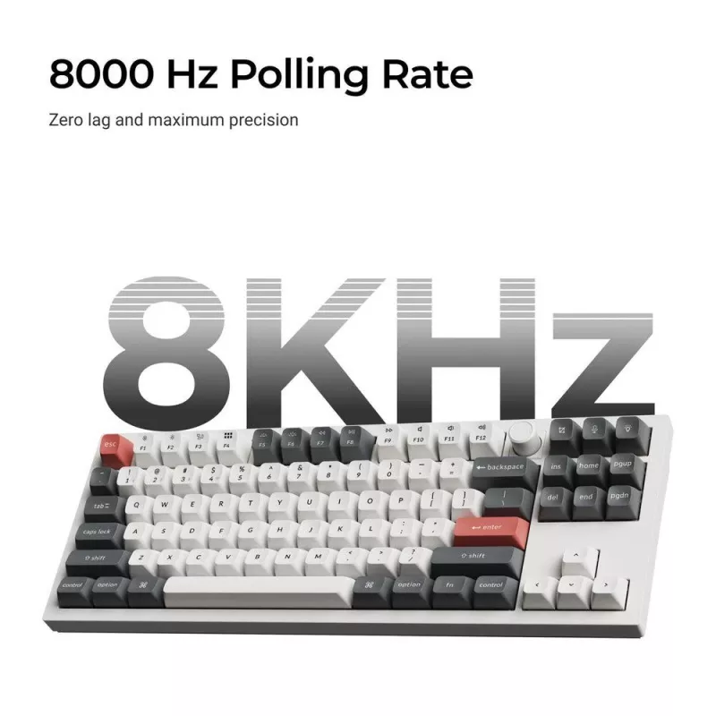 Mechaninė klaviatūra Keychron Q3 Ultra 8K — 80 % QWERTY, laidinis ir belaidis, RGB, juoda