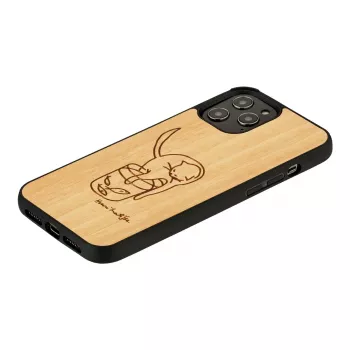 Dėklas iPhone 12 / 12 Pro man and wood – katė su raudona žuvimi