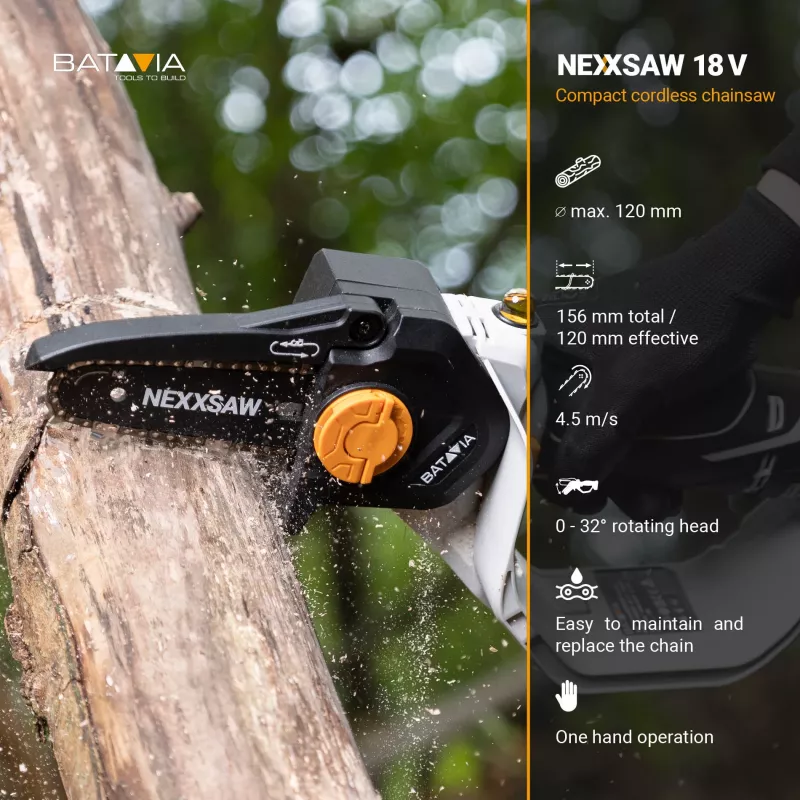 Batavia B.V. 18V Nexxsaw Belaidis Vienarankis Grandininis Pjūklas 6'' V3 - Be Akumuliatoriaus ir Įkroviklio