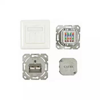 Synergy 21 S216358 – 2x RJ-45 6a kat. lizdas, baltas, 80x80 mm, 5,6 cm