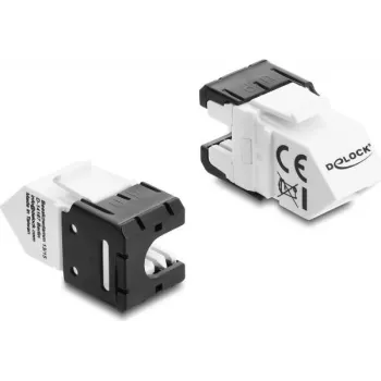 DELOCK Keystone modulis RJ45 lizdas į LSA Cat.6A 45° kampu neekranuotas 180°